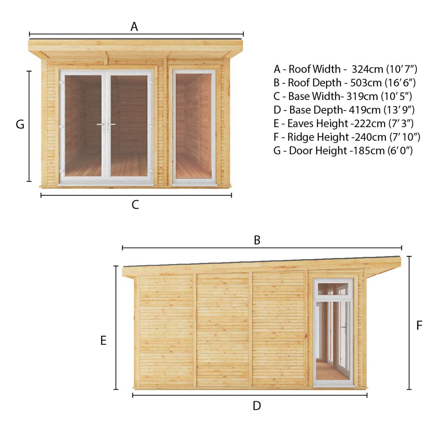 The Edwinstowe 3m x 4m Premium Insulated Garden Room with White UPVC