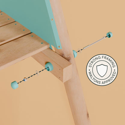 Double Wooden Swing Set with Baby Swing and Slide - Mossy Hollow II