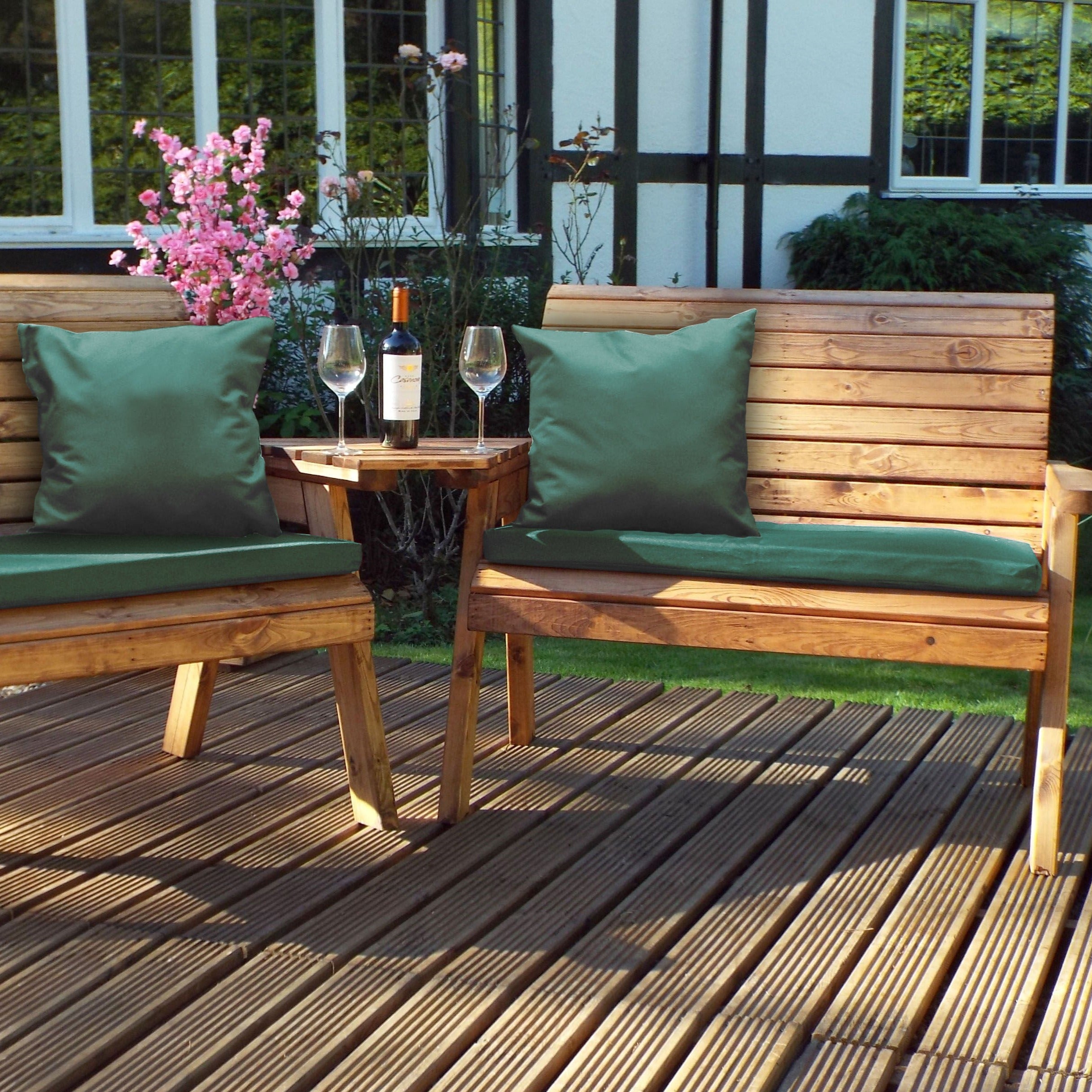 Charles Taylor Twin Bench Set Angled with Cushions