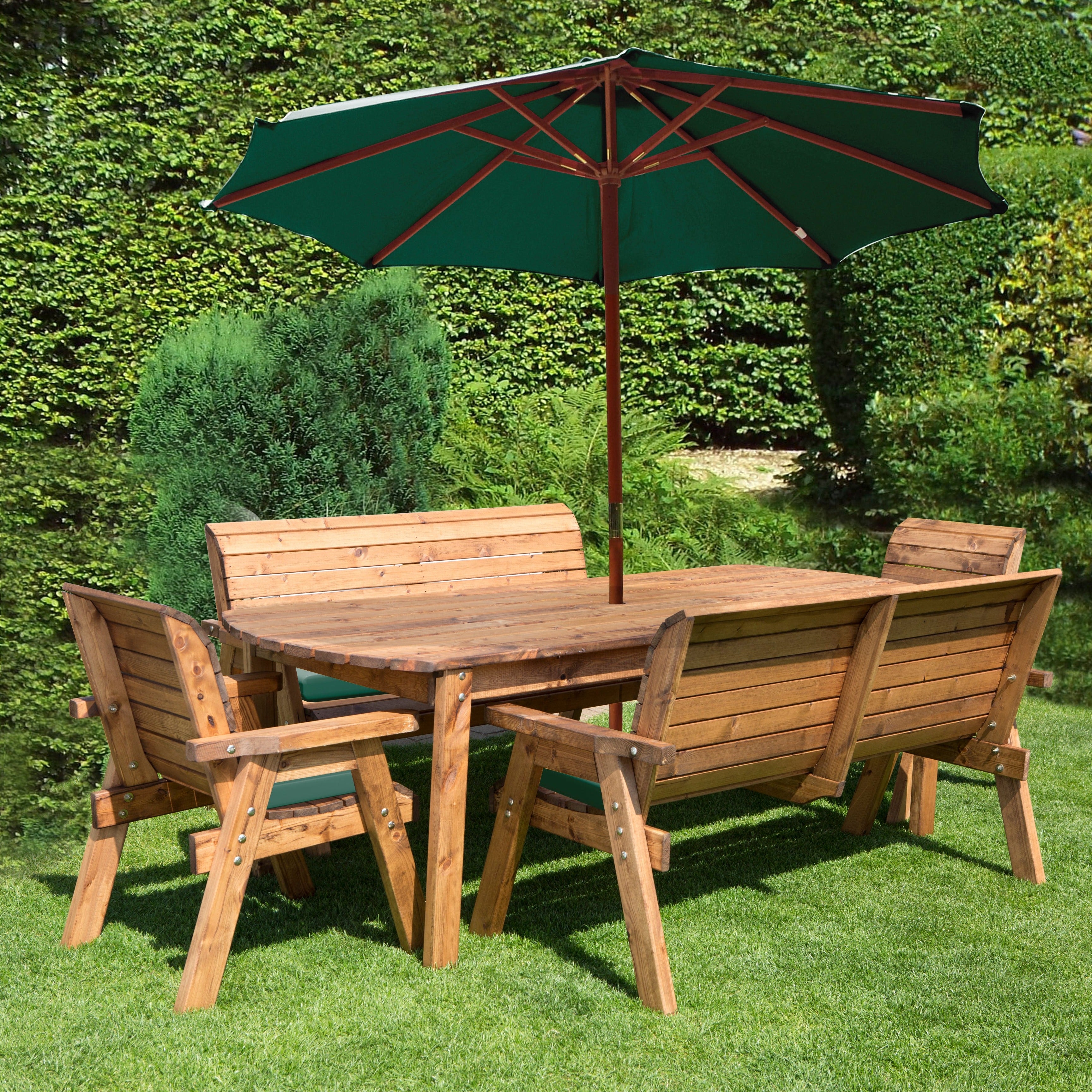 Charles Taylor Eight Seater Rectangular Dining Bench Set with Parasol