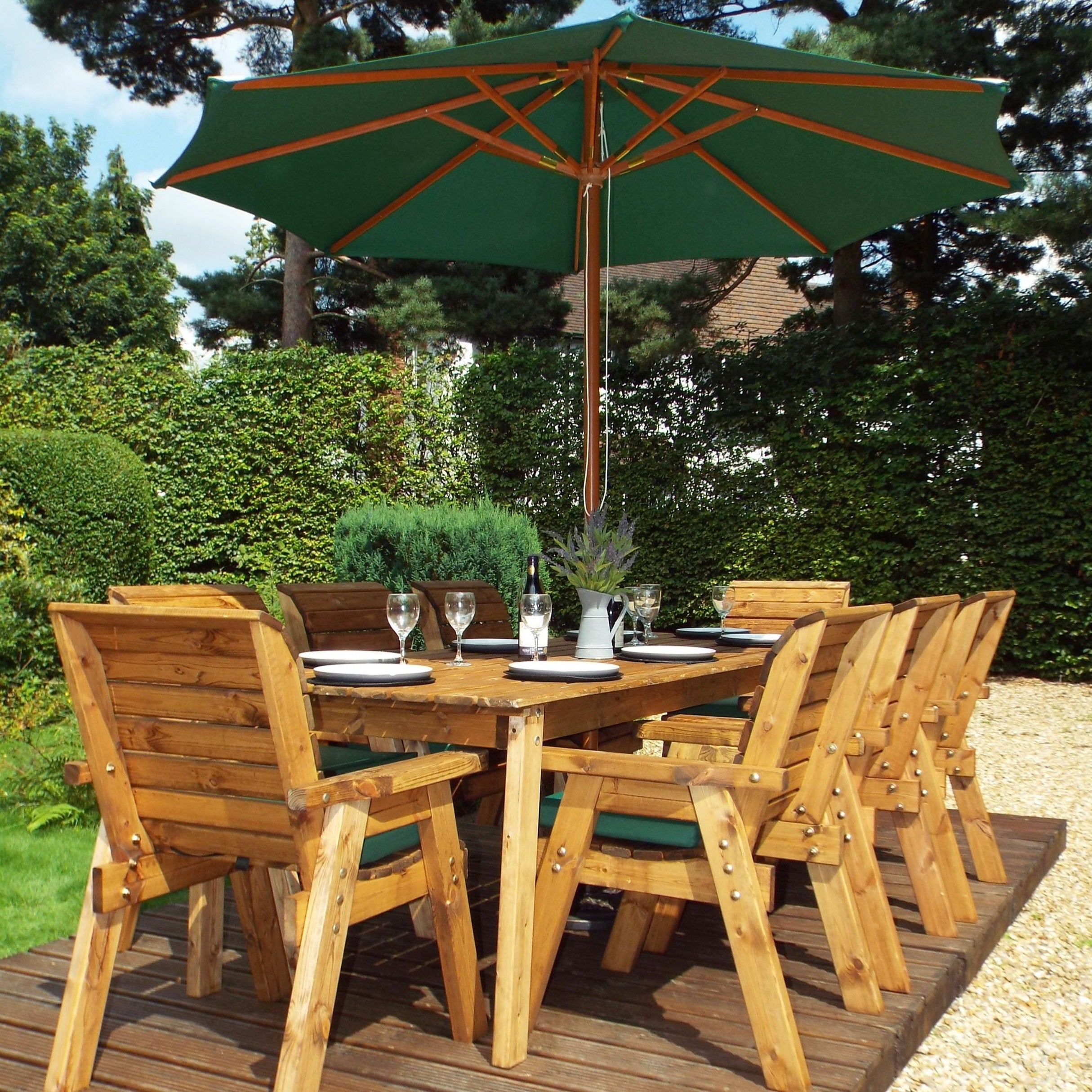 Charles Taylor Eight Seater Rectangular Dining Set with Parasol