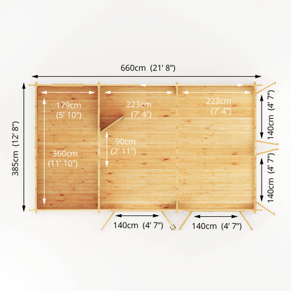 4 x 7m Hummingbird Premium Log Cabin