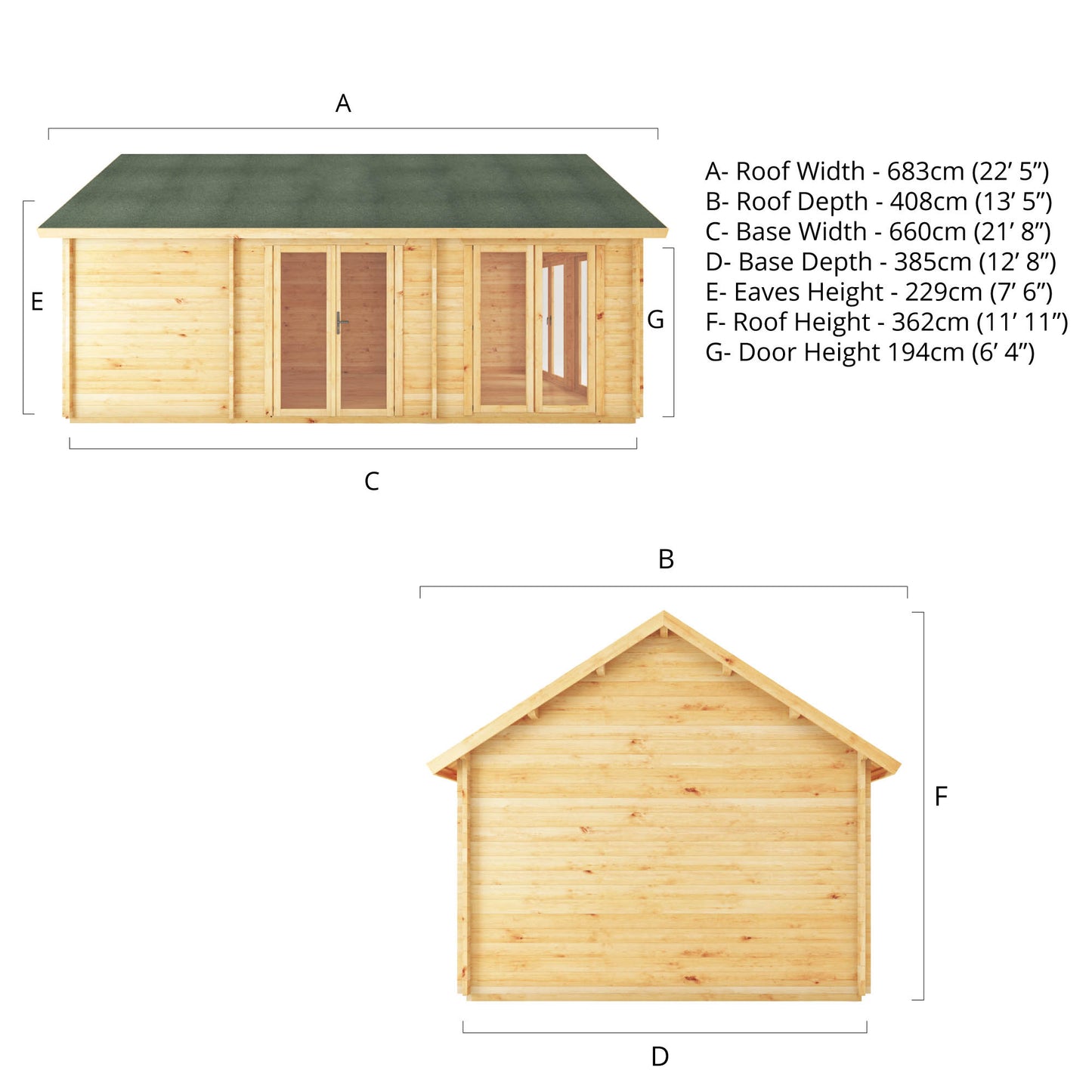 4 x 7m Hummingbird Premium Log Cabin