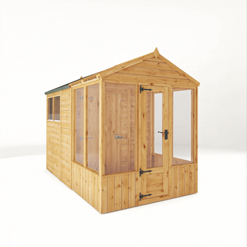 10 x 6 Woodsman Styrene Combi Greenhouse with Shed