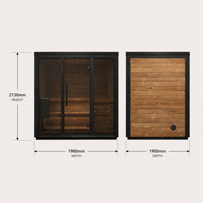 Novi Rose Premium Cube Outdoor Sauna - 5 Person