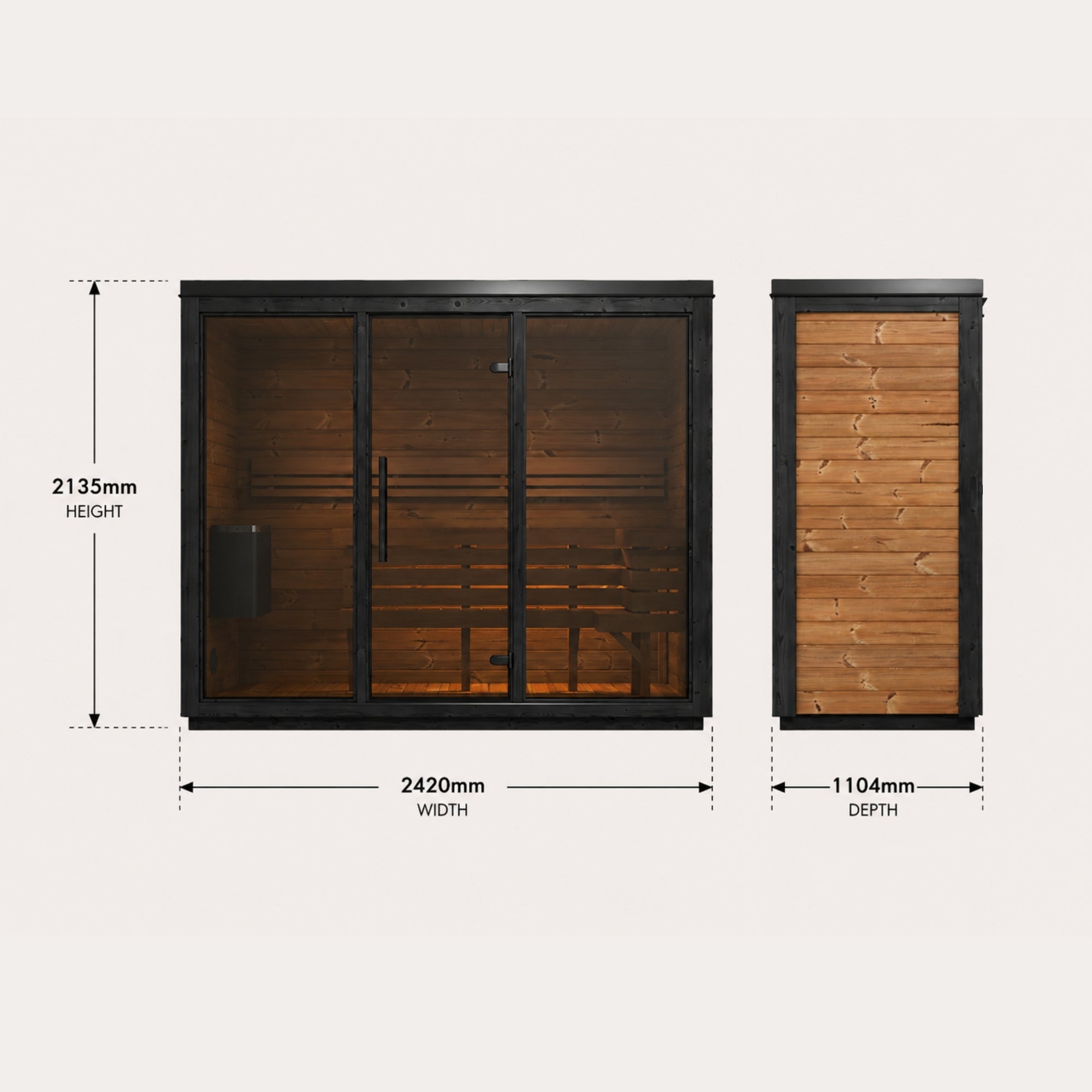 Novi Rose Premium Cube Outdoor Sauna - 4 Person