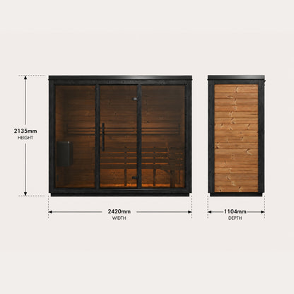 Novi Rose Premium Cube Outdoor Sauna - 4 Person