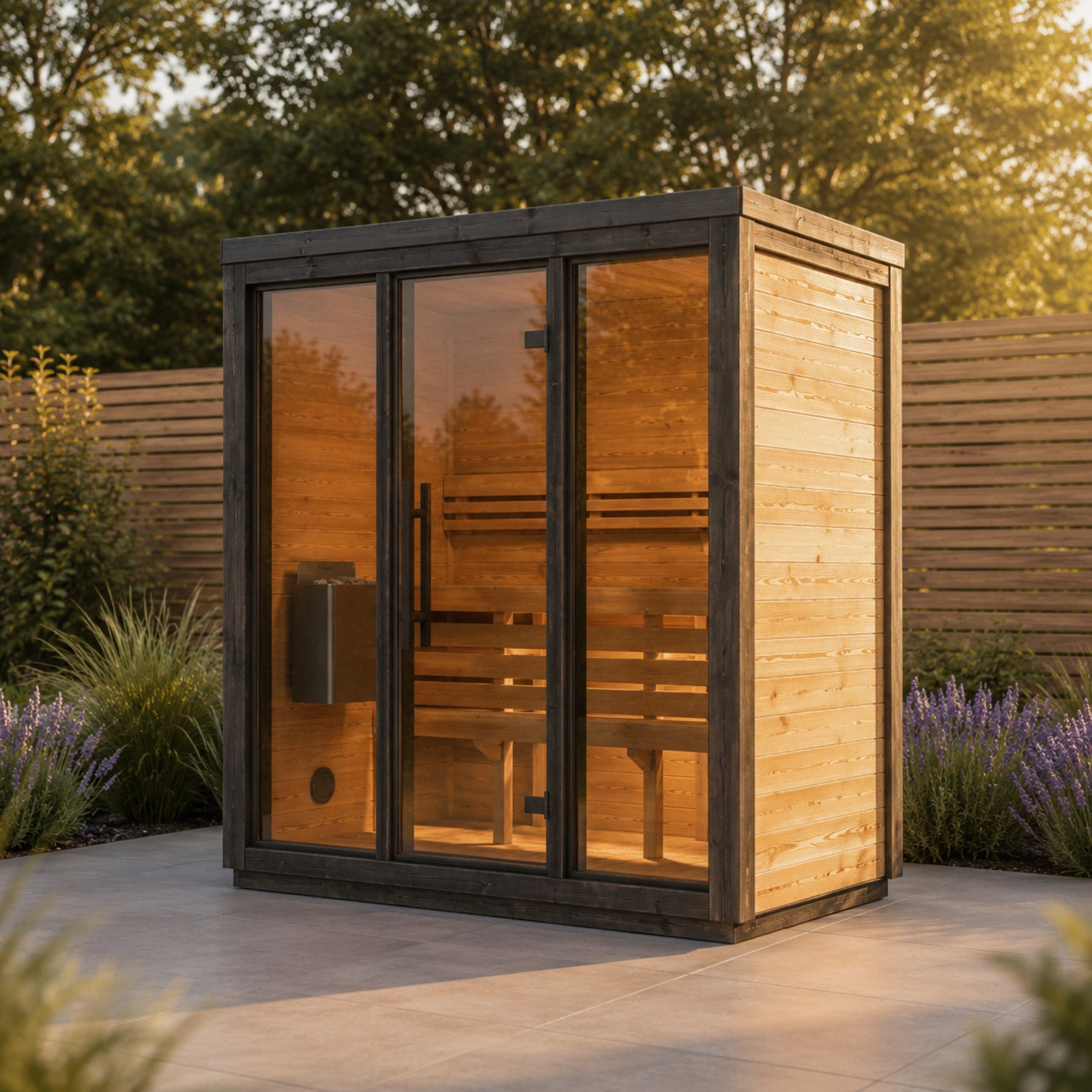 Novi Rose Premium Cube Outdoor Sauna - 3 Person