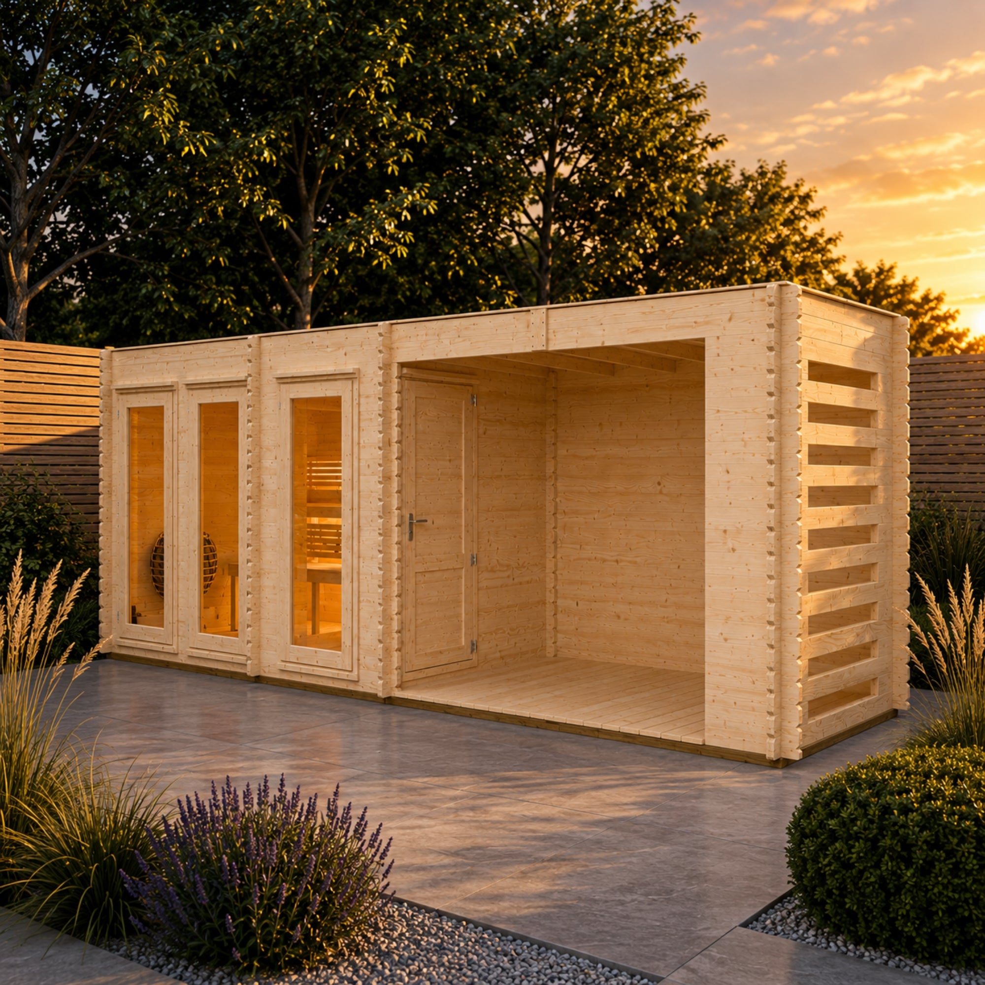 Novi Outdoor Sauna With Changing Room and Large Veranda