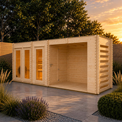 Novi Outdoor Sauna With Changing Room and Large Veranda