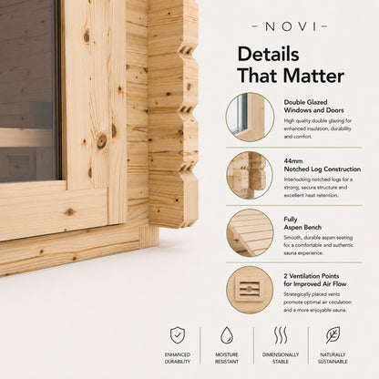 Novi Outdoor Sauna With Changing Room and Large Veranda