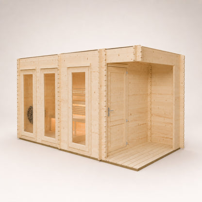 Novi Outdoor Sauna With Changing Room and Small Veranda