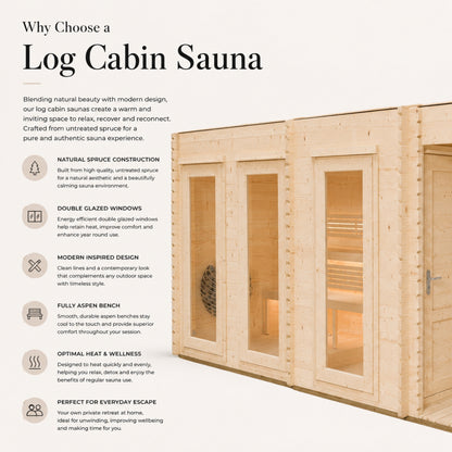 Novi Outdoor Sauna With Changing Room and Small Veranda