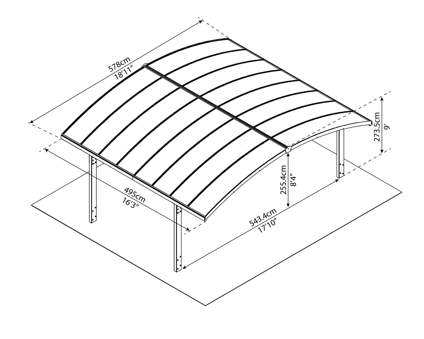 Canopia by Palram Carport Arizona Double Wave Wings & Arch