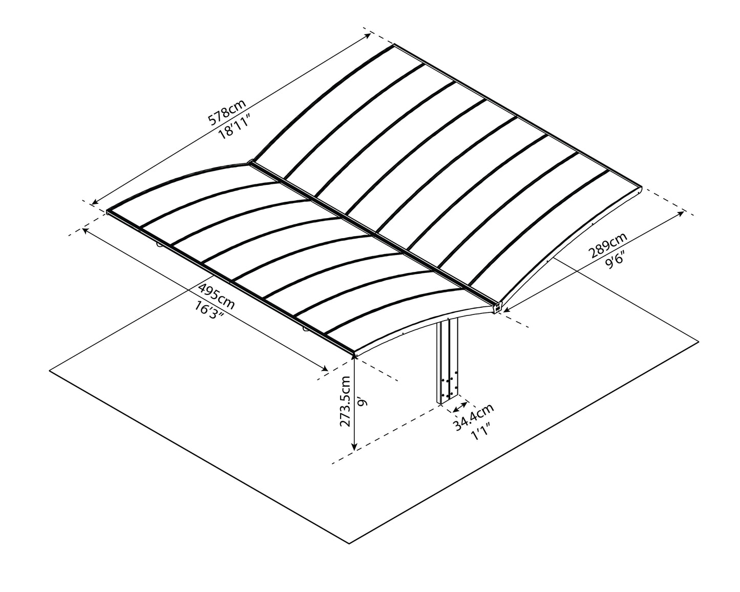Canopia by Palram Carport Arizona Double Breeze Wings & Arch