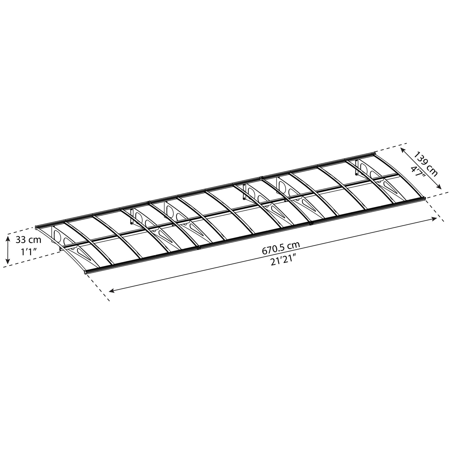 Canopia by Palram 6.7 x 1.4m Bordeaux Door Awning - White