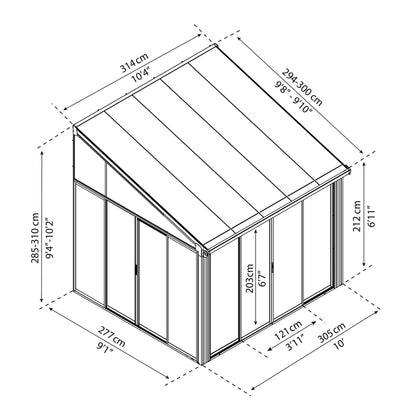 Canopia by Palram 3m x 3m Sanremo Veranda - Grey