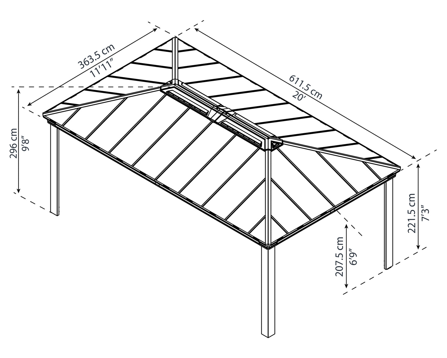 Canopia by Palram Dallas 12 x 20 Garden Gazebo - Grey