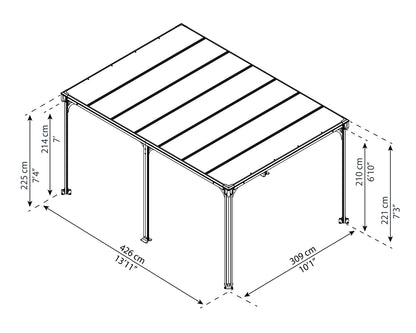 Canopia by Palram Milano 10 x 14 Garden Gazebo - Grey