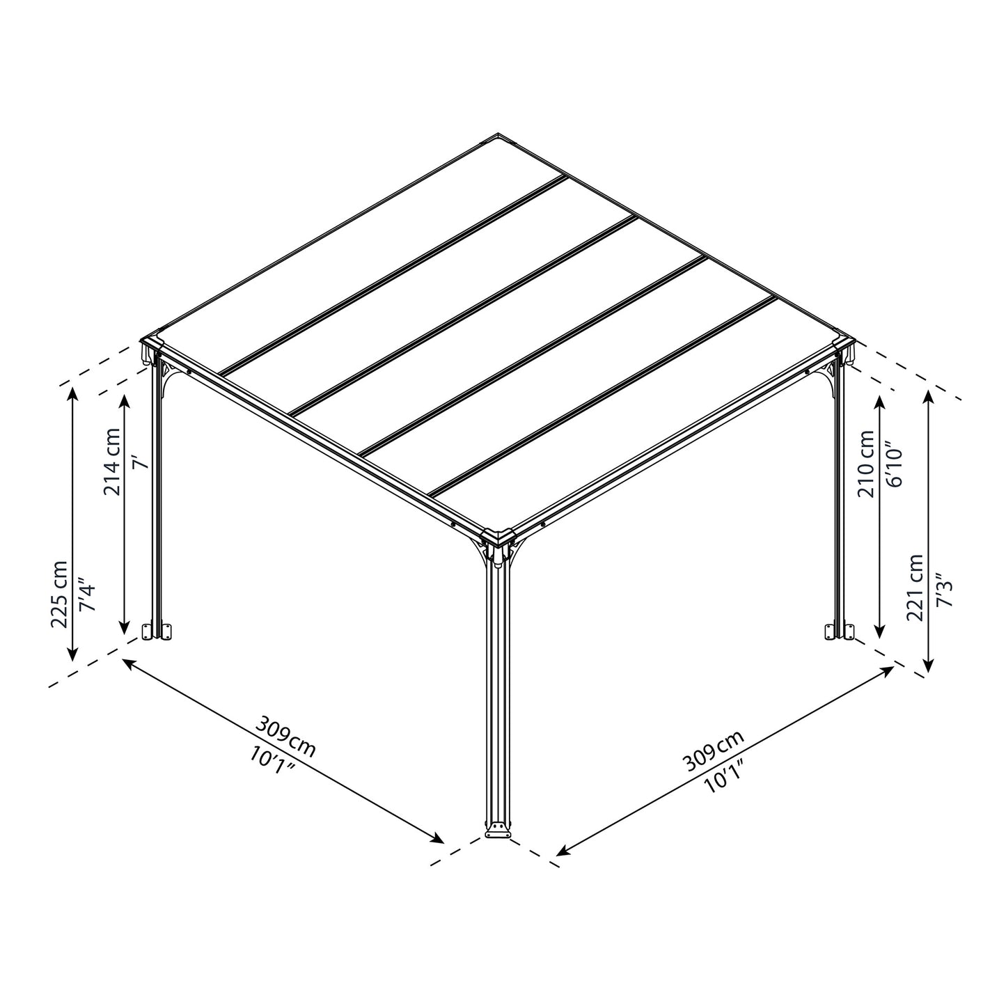 Canopia by Palram Milano 10 x 10 Garden Gazebo - Grey
