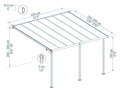 Canopia by Palram 3 x 4.25 Sierra Patio Cover - Grey