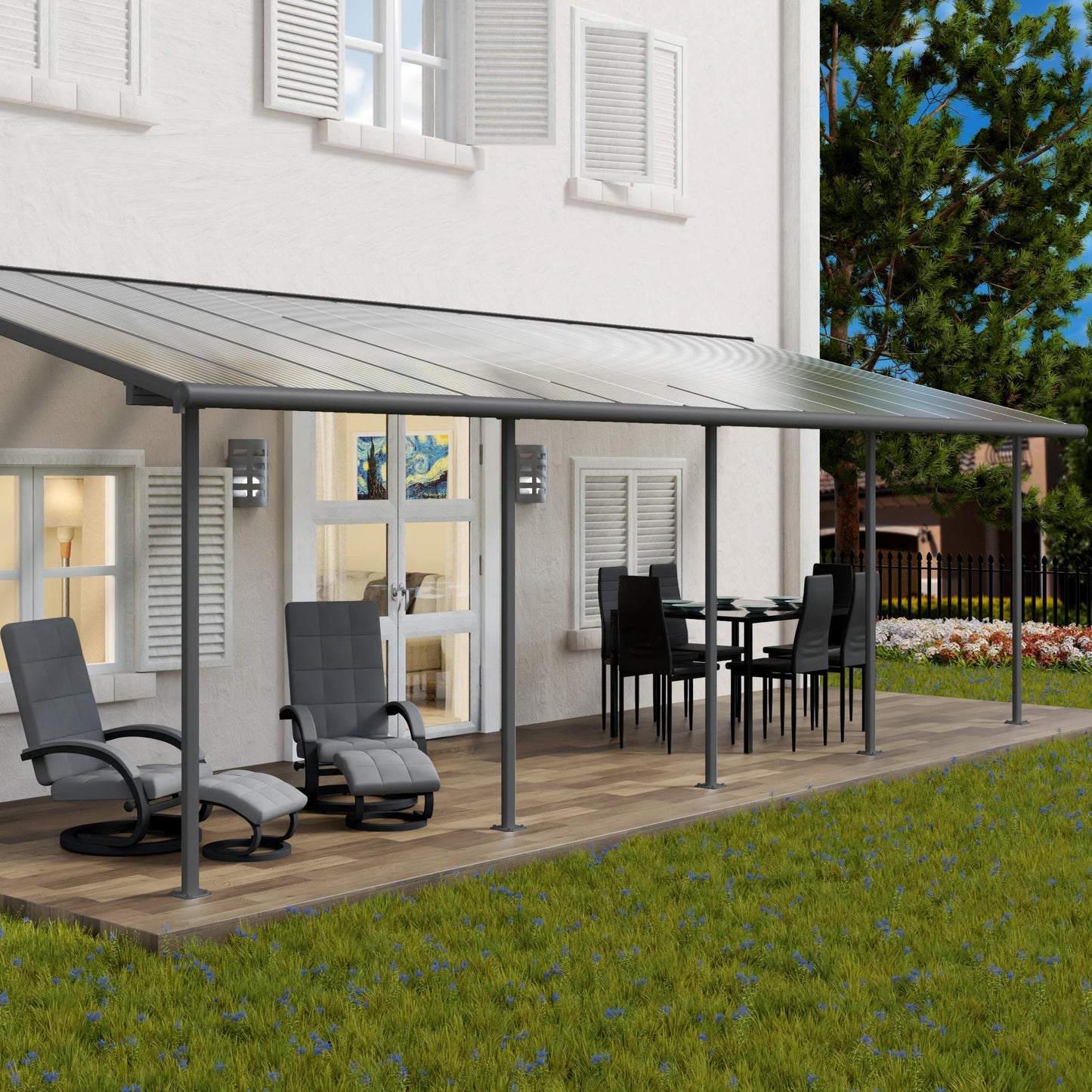 Canopia by Palram 3 x 8.51 Sierra Patio Cover - Grey