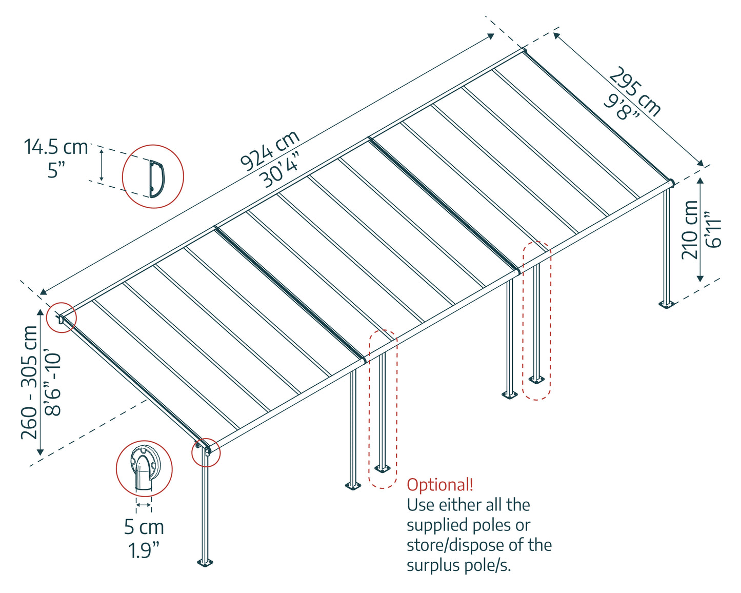 Canopia by Palram 3 x 9.15 Sierra Patio Cover - White