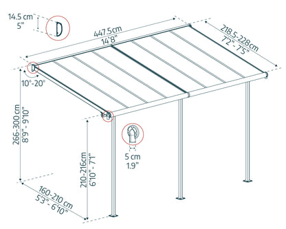 Canopia by Palram 2.3 x 4.6 Sierra Patio Cover - Grey