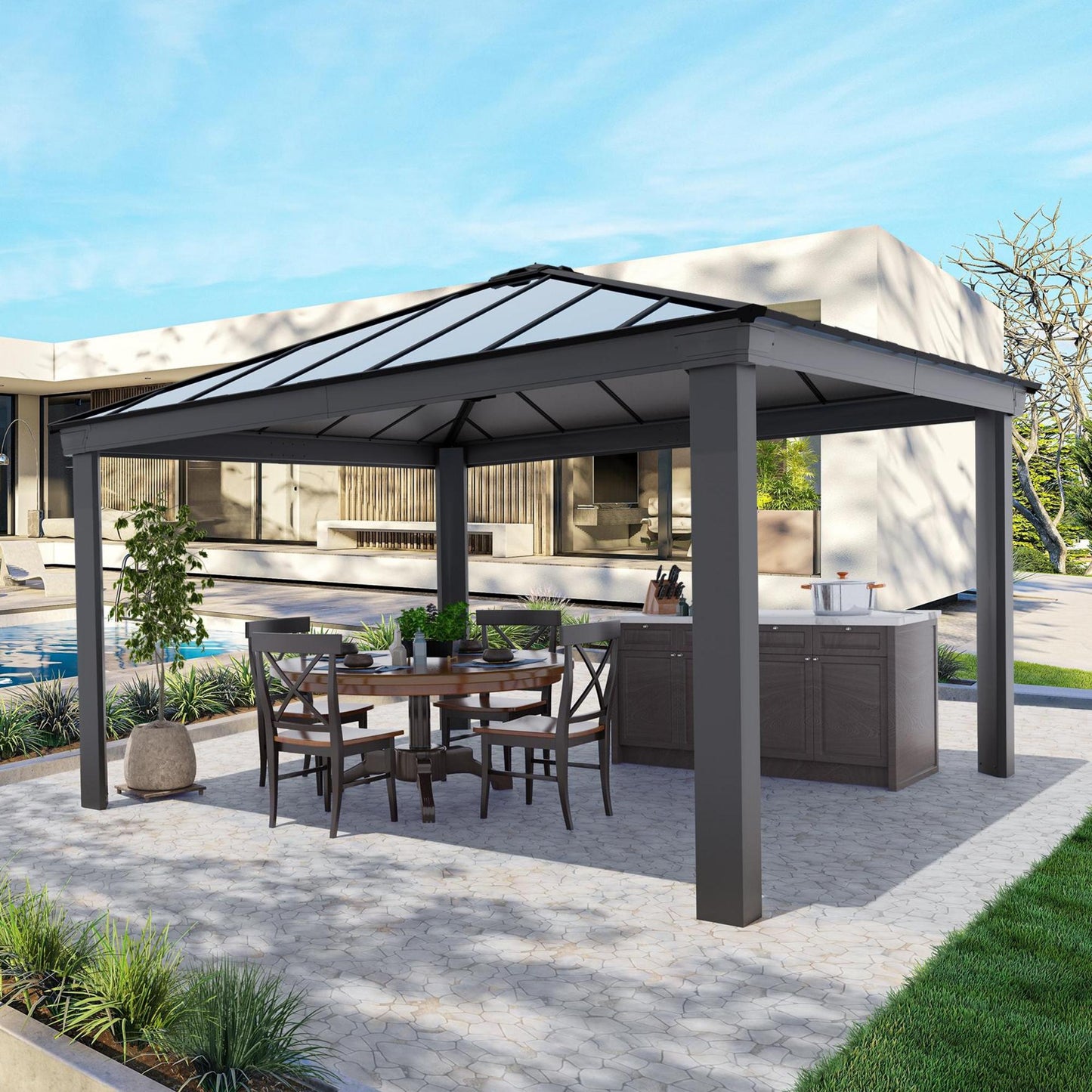 Canopia by Palram Dallas 14 x 14 Garden Gazebo - Grey