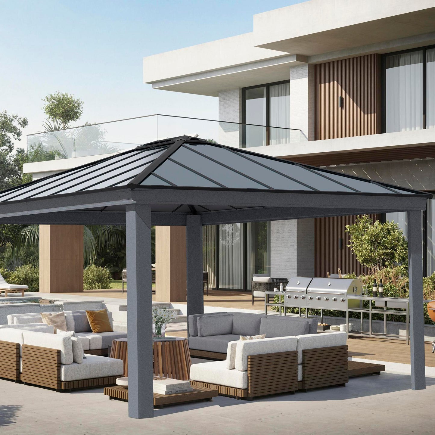 Canopia by Palram Dallas 14 x 16 Garden Gazebo - Grey