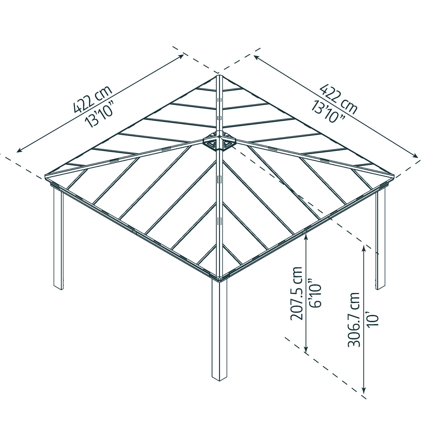 Canopia by Palram Dallas 14 x 14 Garden Gazebo - Grey