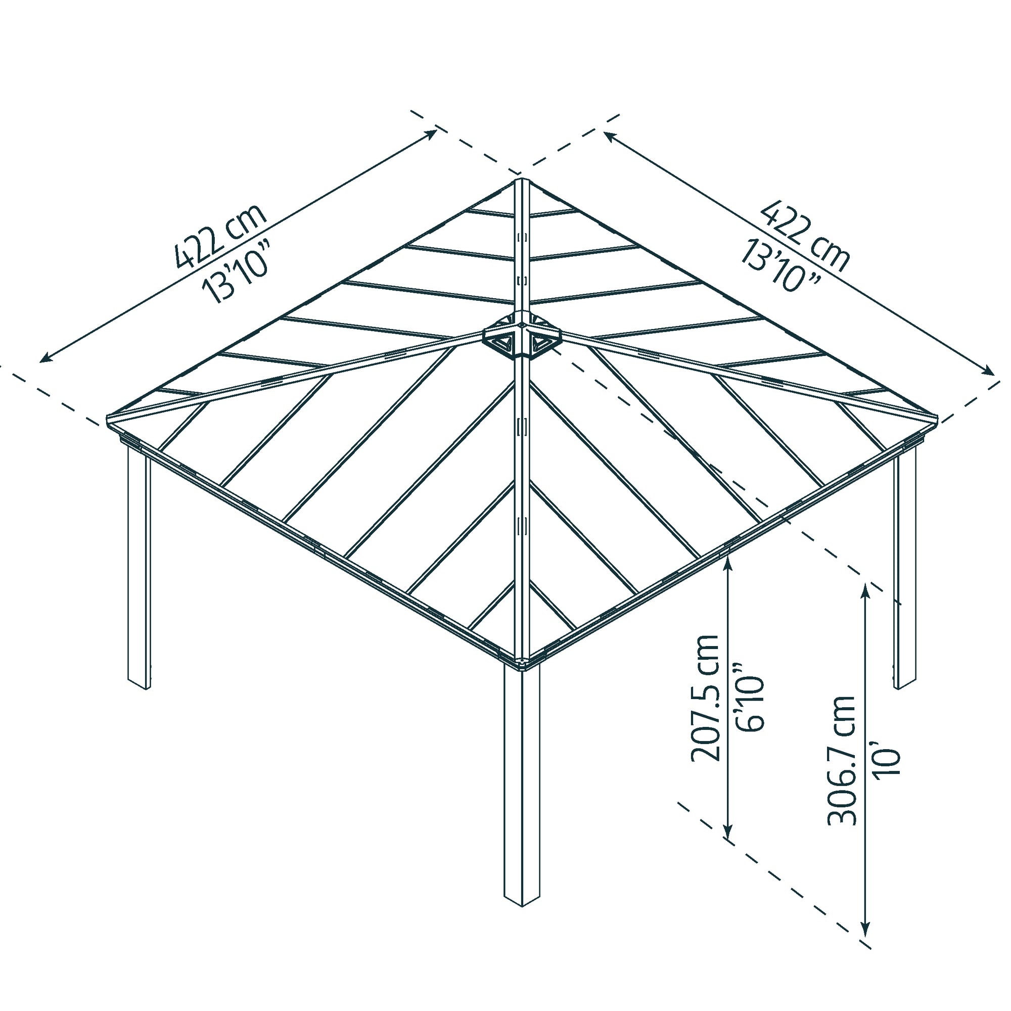 Canopia by Palram Dallas 14 x 14 Garden Gazebo - Grey
