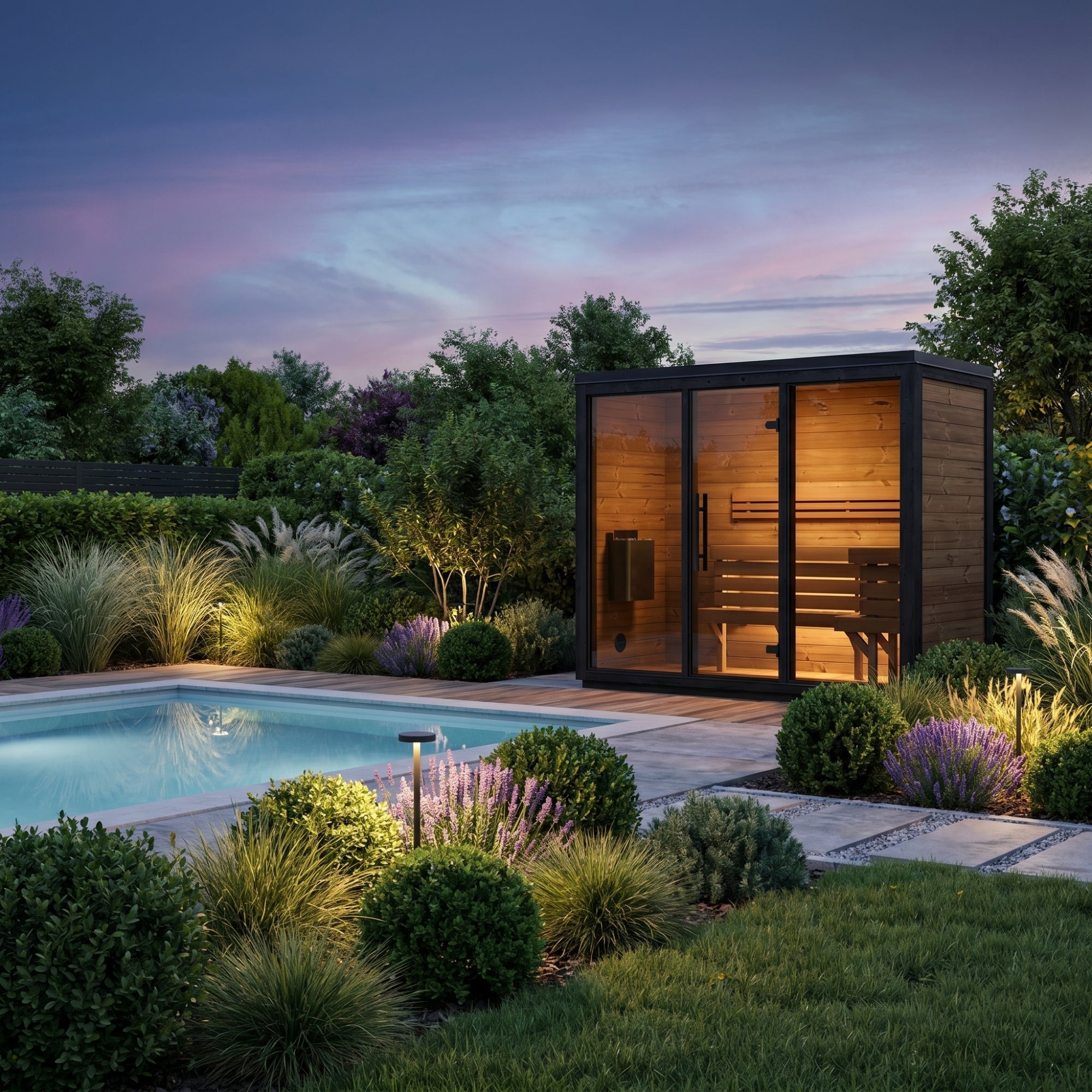 Novi Rose Premium Cube Outdoor Sauna - 4 Person