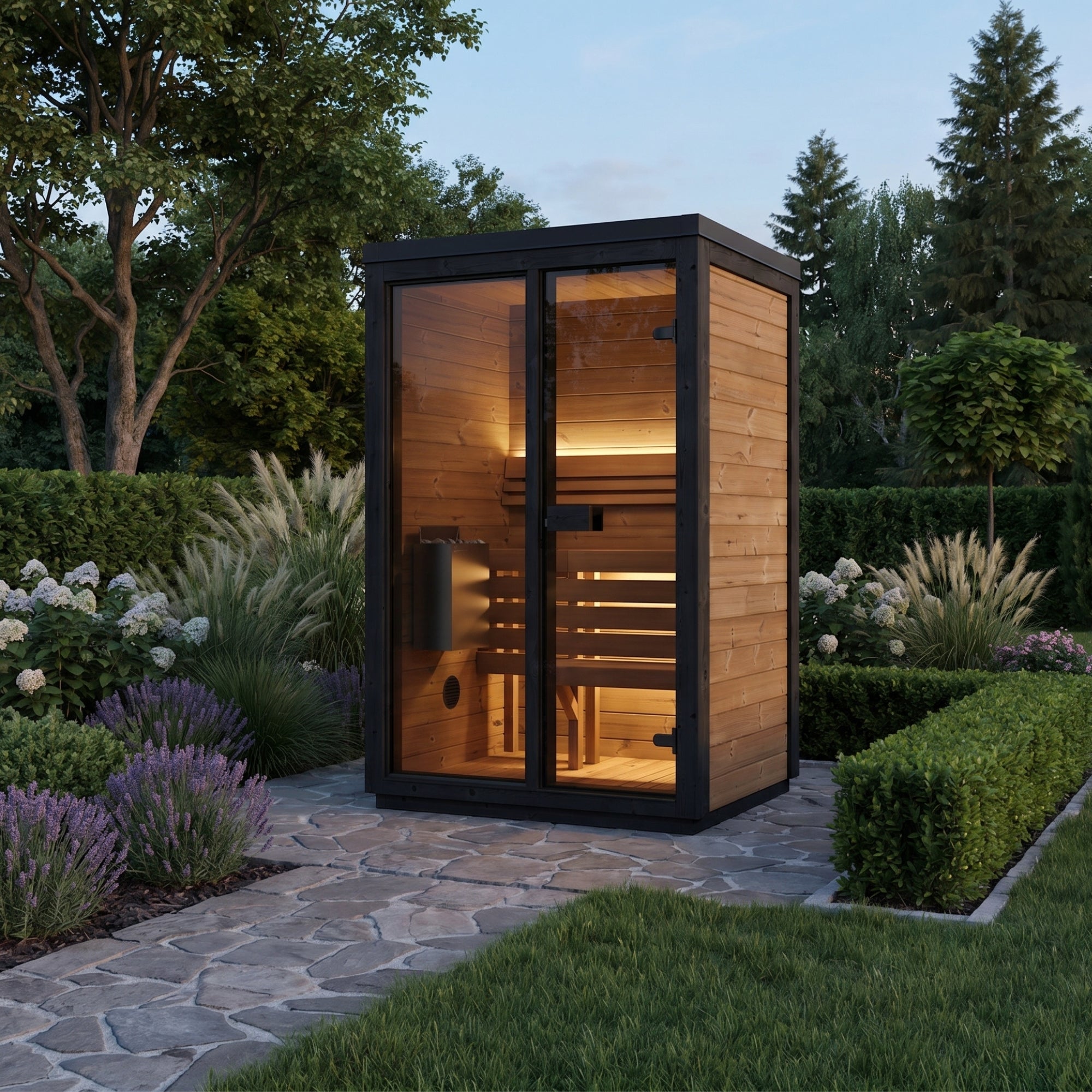 Novi Rose Premium Cube Outdoor Sauna - 2 Person