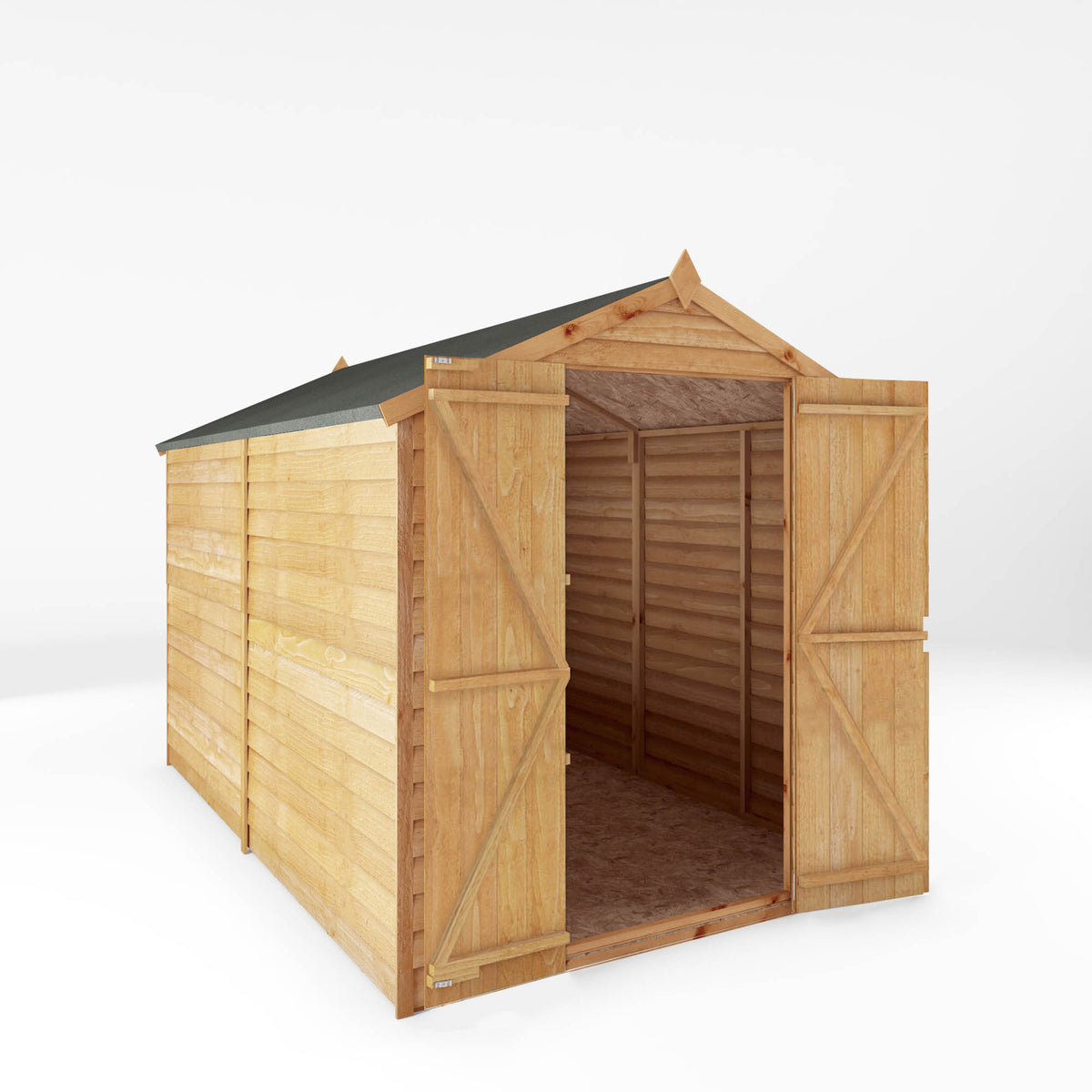 Refurbished Pressure Treated 10 x 6 Value Overlap Double Door Apex Windowless Wooden Shed