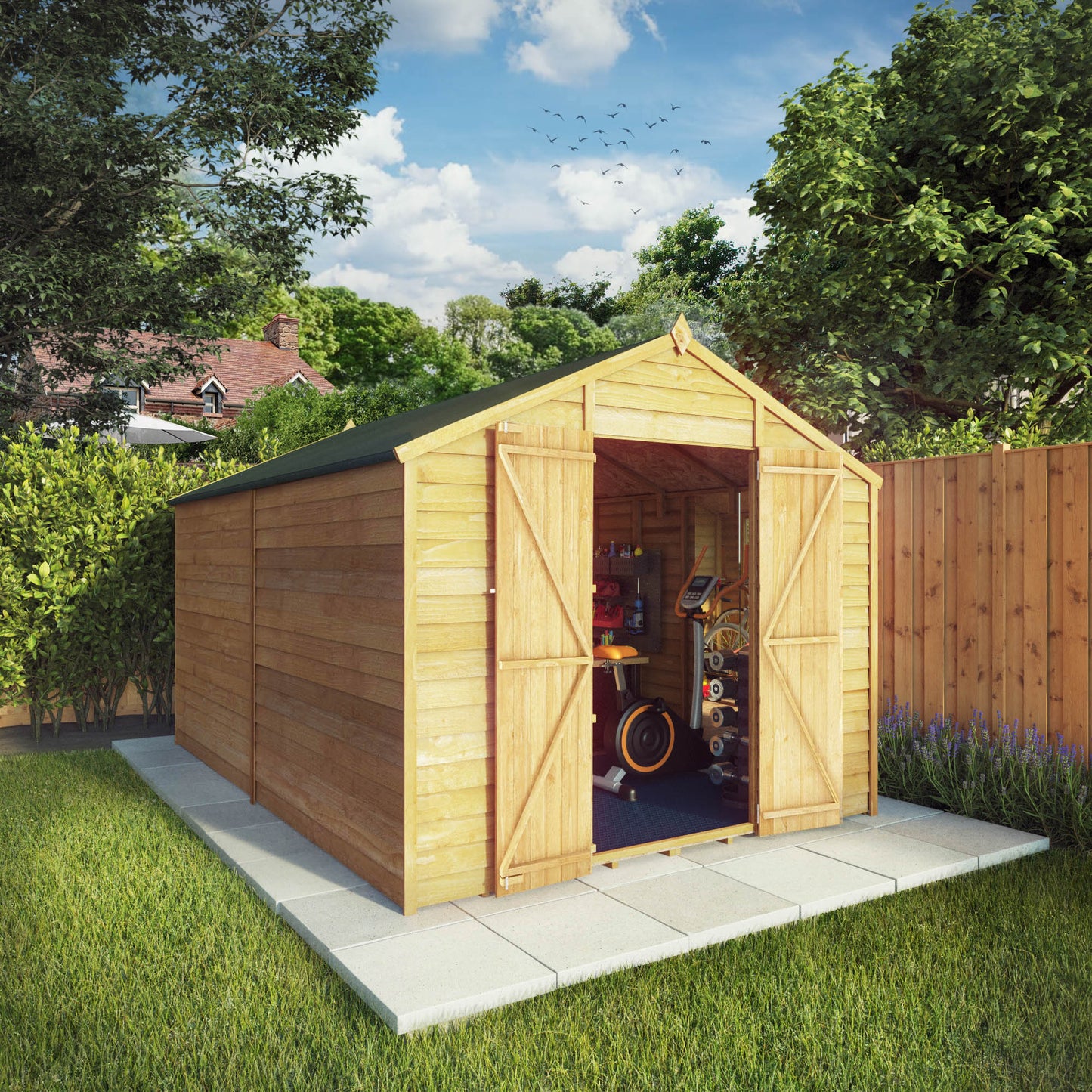 12 x 8 Overlap Double Door Apex Windowless Wooden Shed