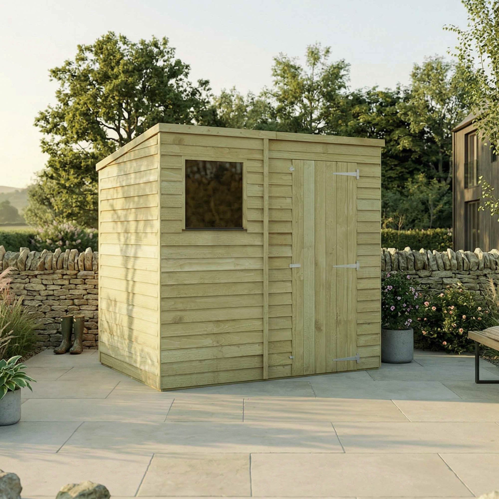 Value Overlap Single Door Pent Shed