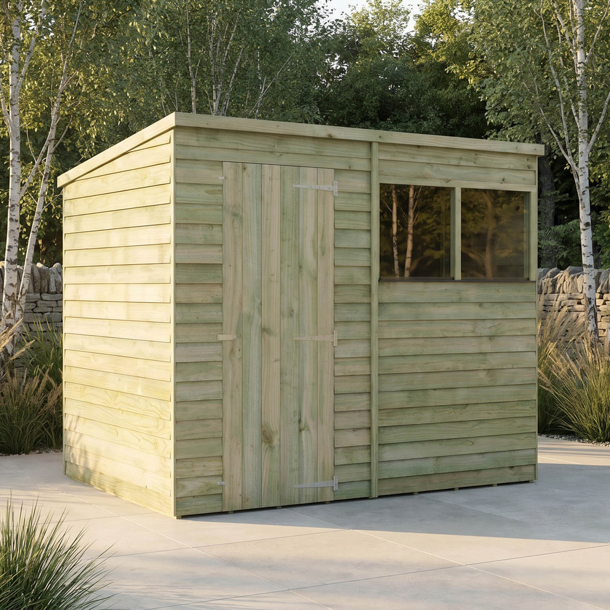 Value Overlap Single Door Pent Shed