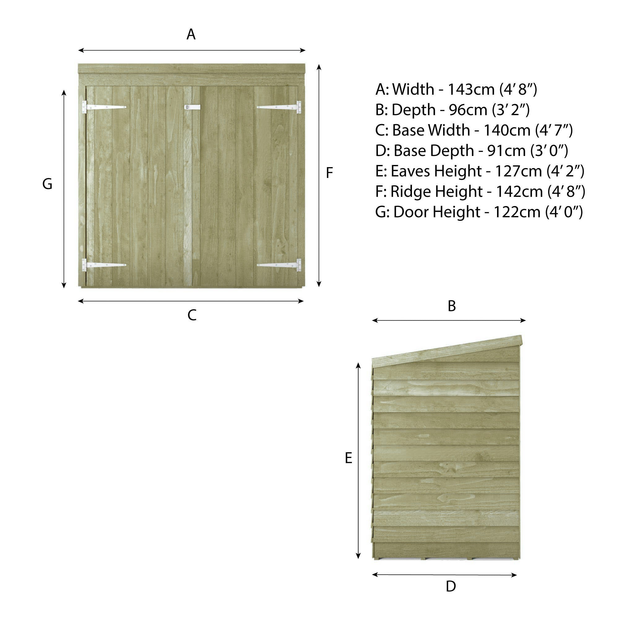 5 x 3 Overlap Double Door Wooden Garden Mower Store – Waltons