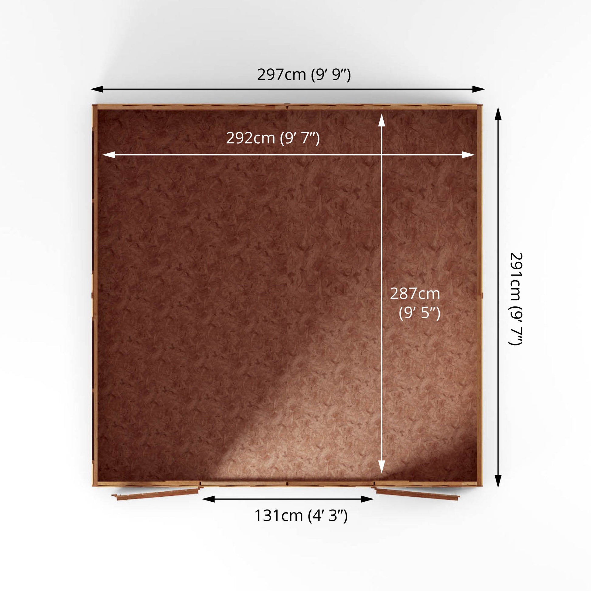 A specification image of a timber shed and its dimensions