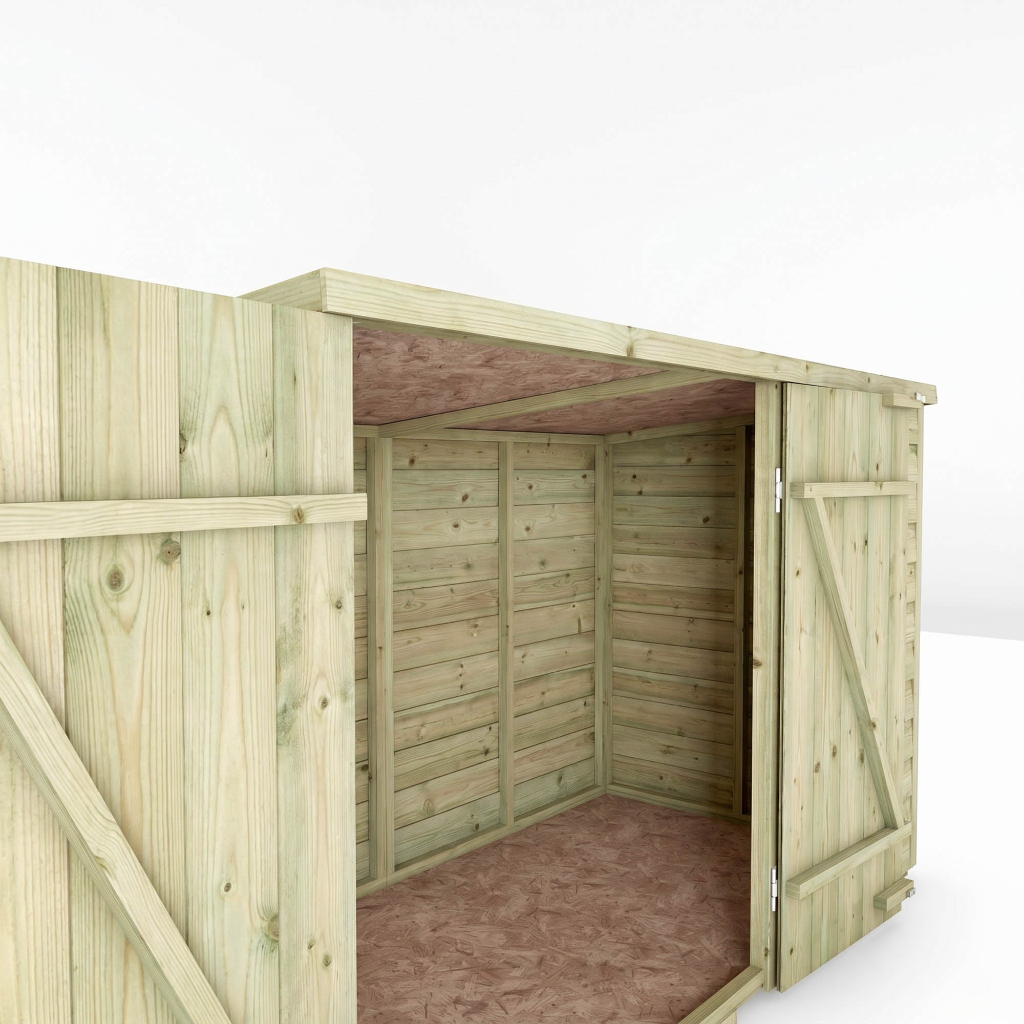 3 x 6 Value Overlap Double Door Pent Bike Shed
