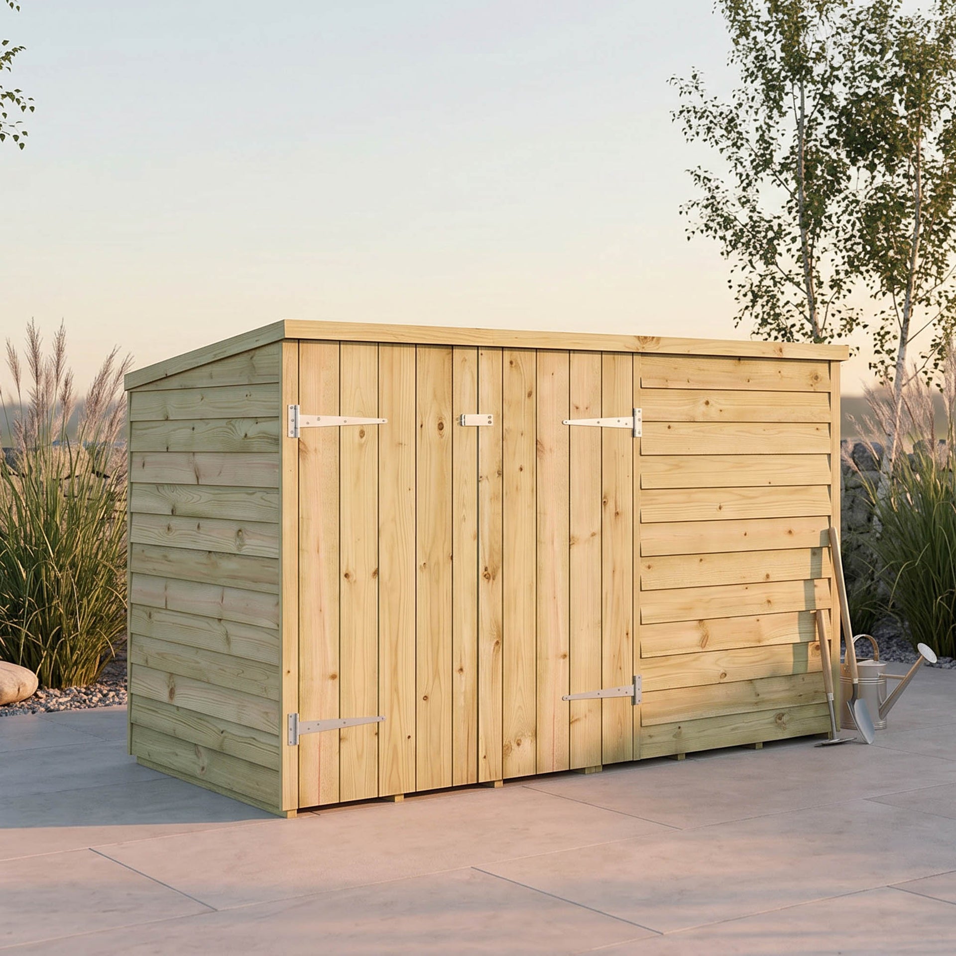 3 x 6 Value Overlap Double Door Pent Bike Shed