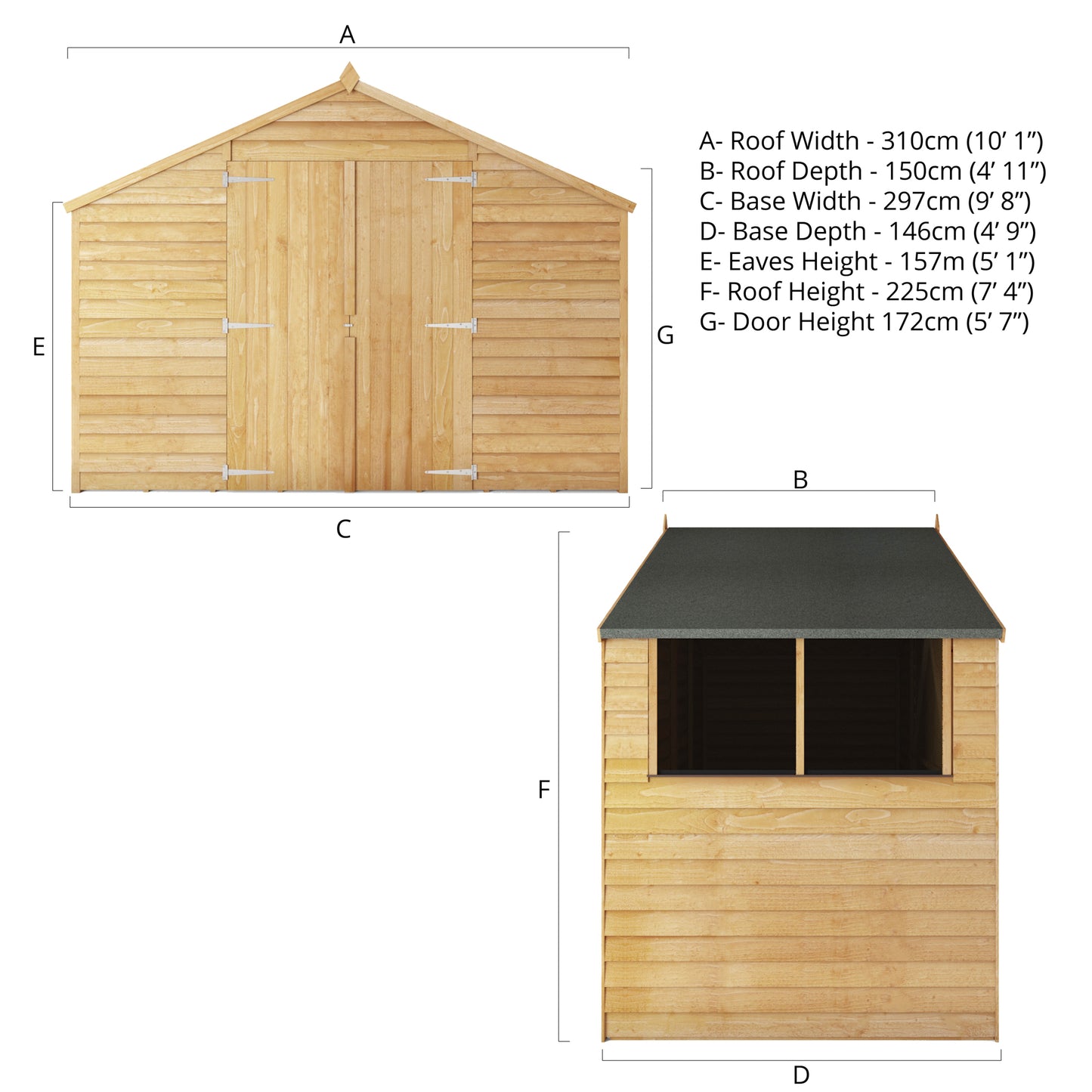 5 x 10 Value Overlap Apex Wooden Shed
