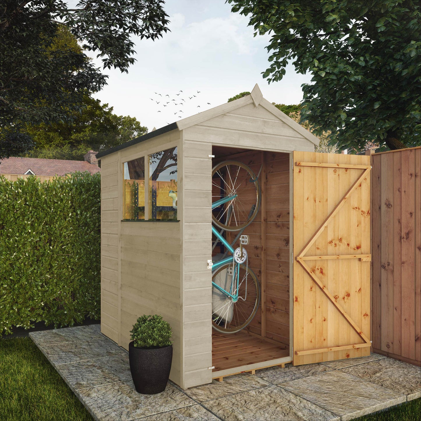 6 x 4 Ready Painted Shiplap Apex Wooden Shed