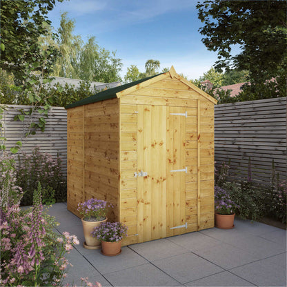 A timber shed without windows