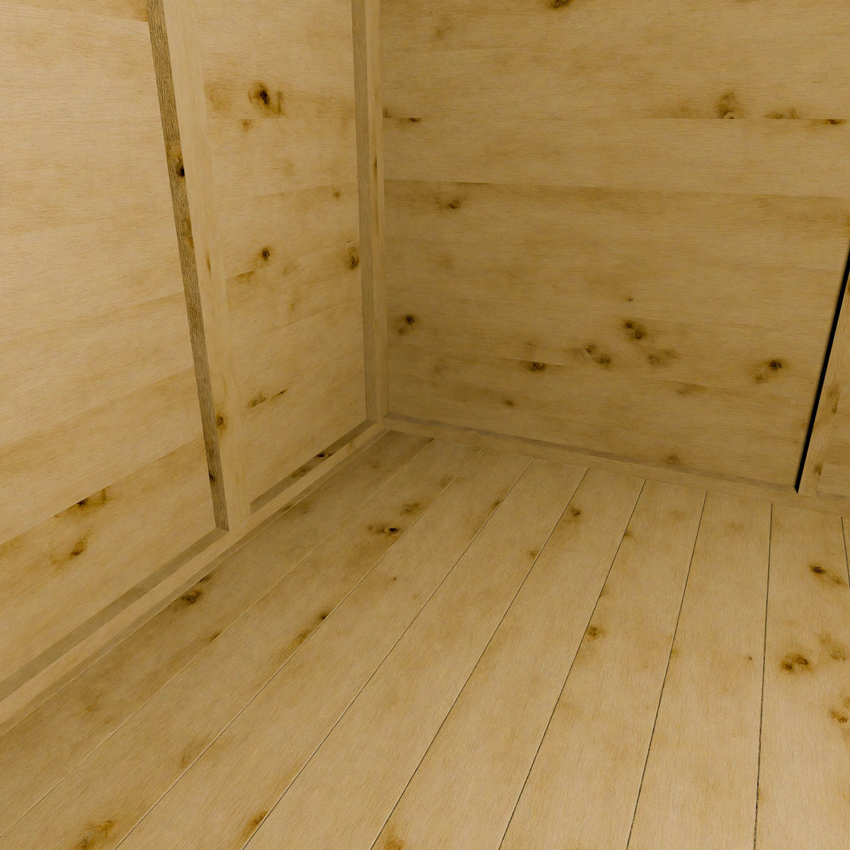 Wooden wall and floor with visible grain and texture