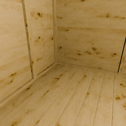 Wooden wall and floor with visible grain and texture