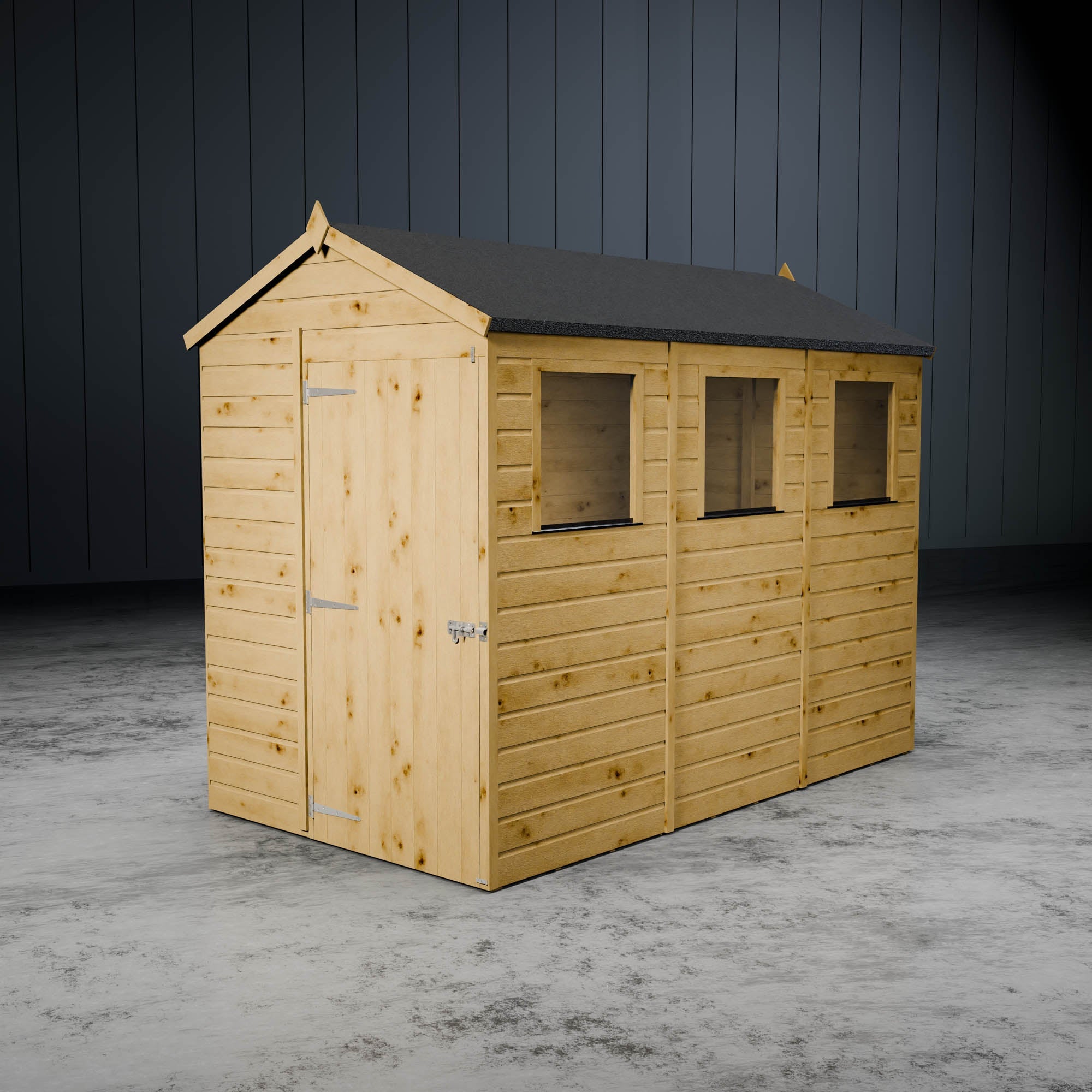 Wooden apex windowed shed