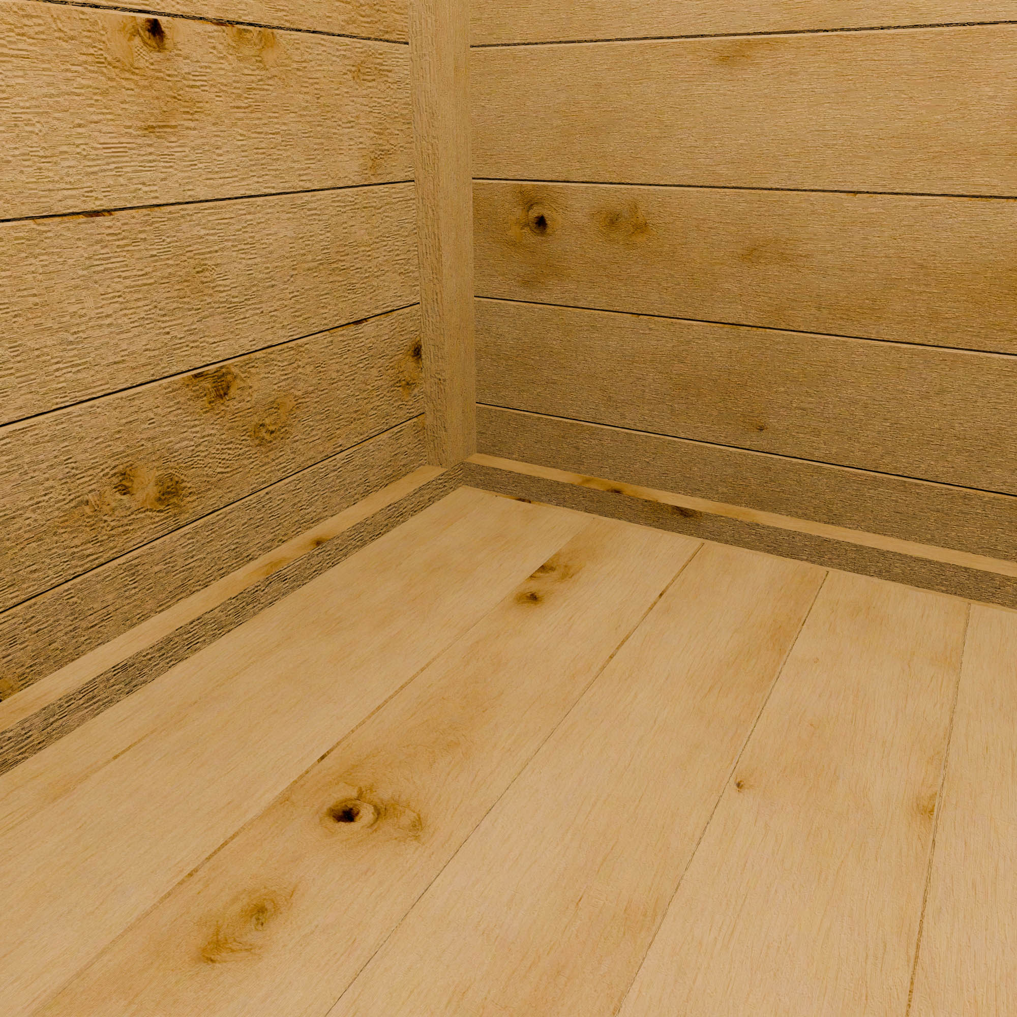 Wooden wall and floor with a natural finish