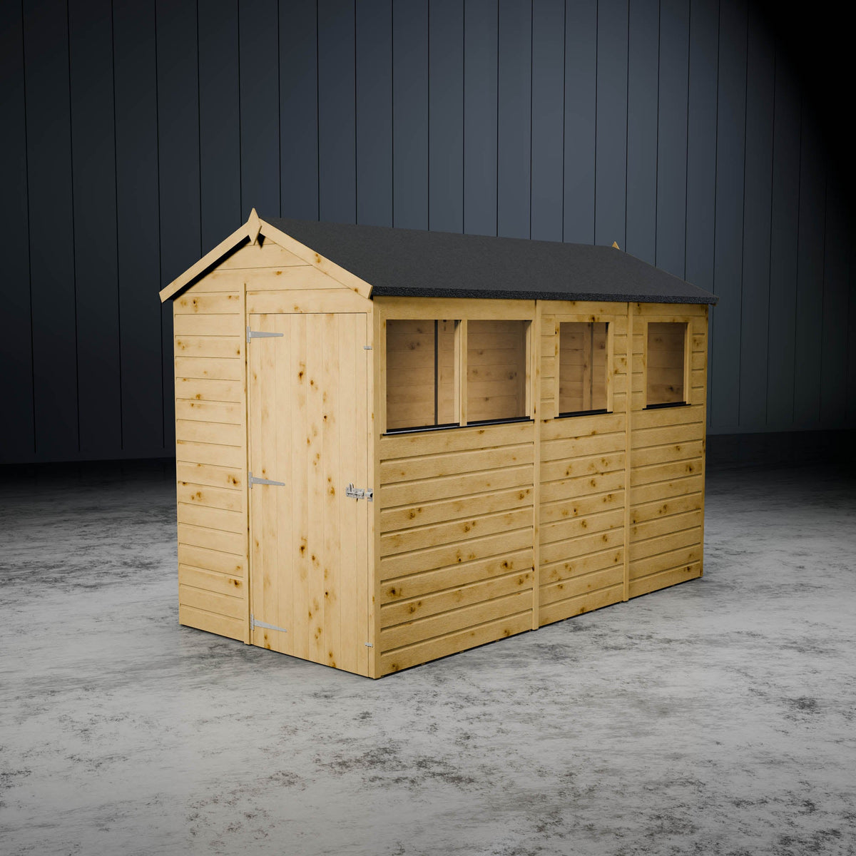 Wooden apex windowed shed
